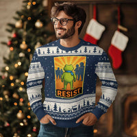 Resist Frog Graphic Ugly Christmas Sweater Protest Stand Against Fascism - Wonder Print Shop