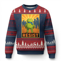 Resist Frog Graphic Ugly Christmas Sweater Protest Stand Against Fascism - Wonder Print Shop