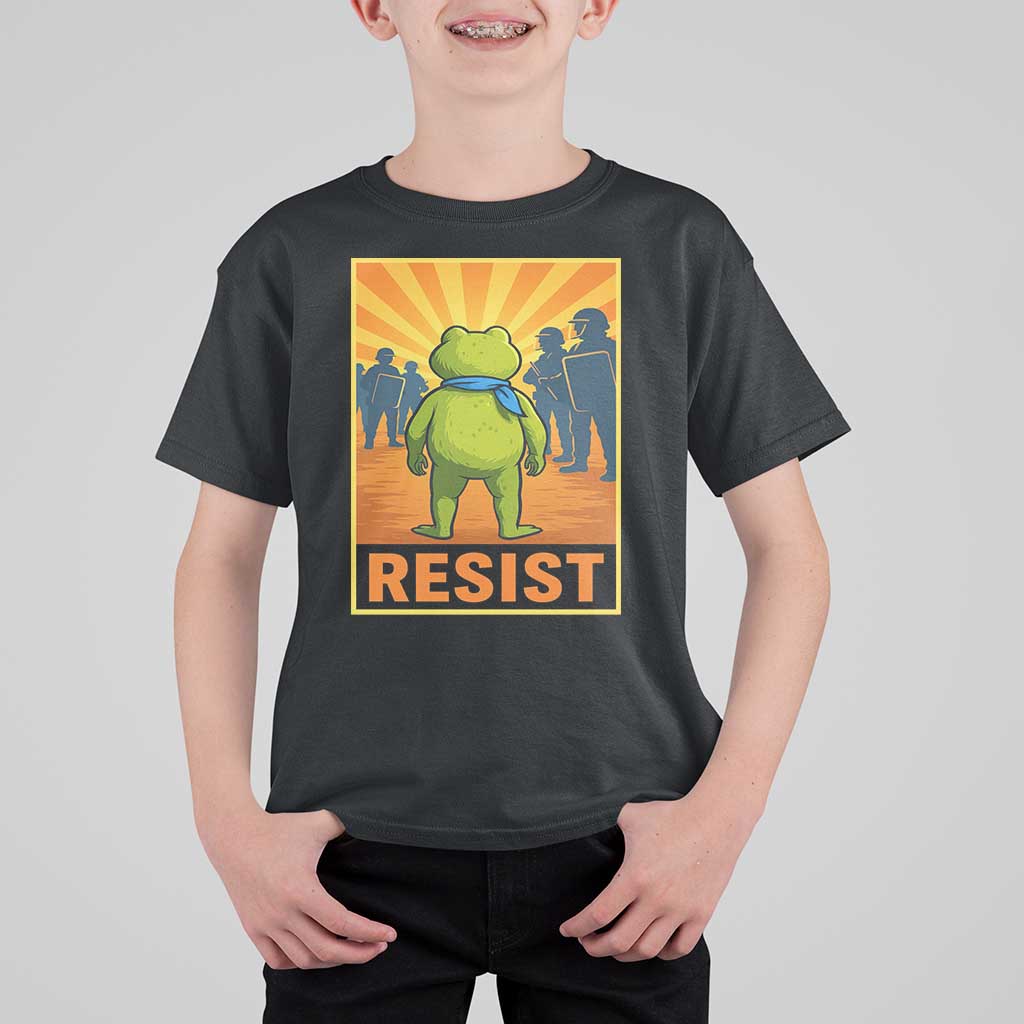 Resist Frog Graphic T Shirt For Kid Protest Stand Against Fascism - Wonder Print Shop