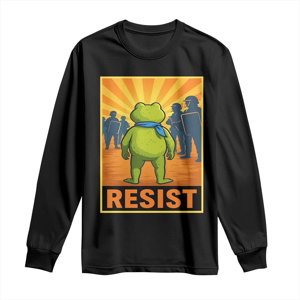 Resist Frog Graphic Long Sleeve Shirt Protest Stand Against Fascism - Wonder Print Shop