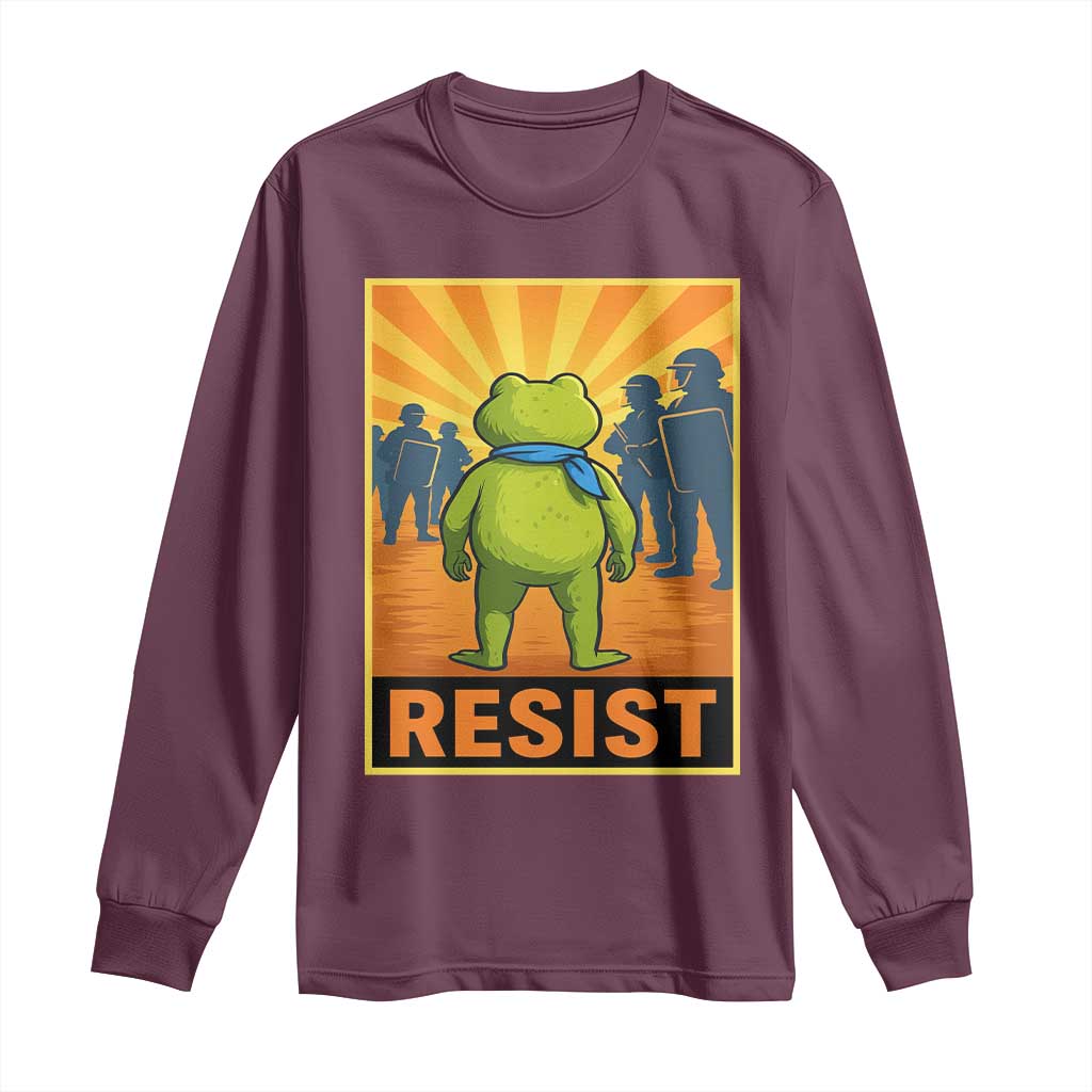 Resist Frog Graphic Long Sleeve Shirt Protest Stand Against Fascism - Wonder Print Shop