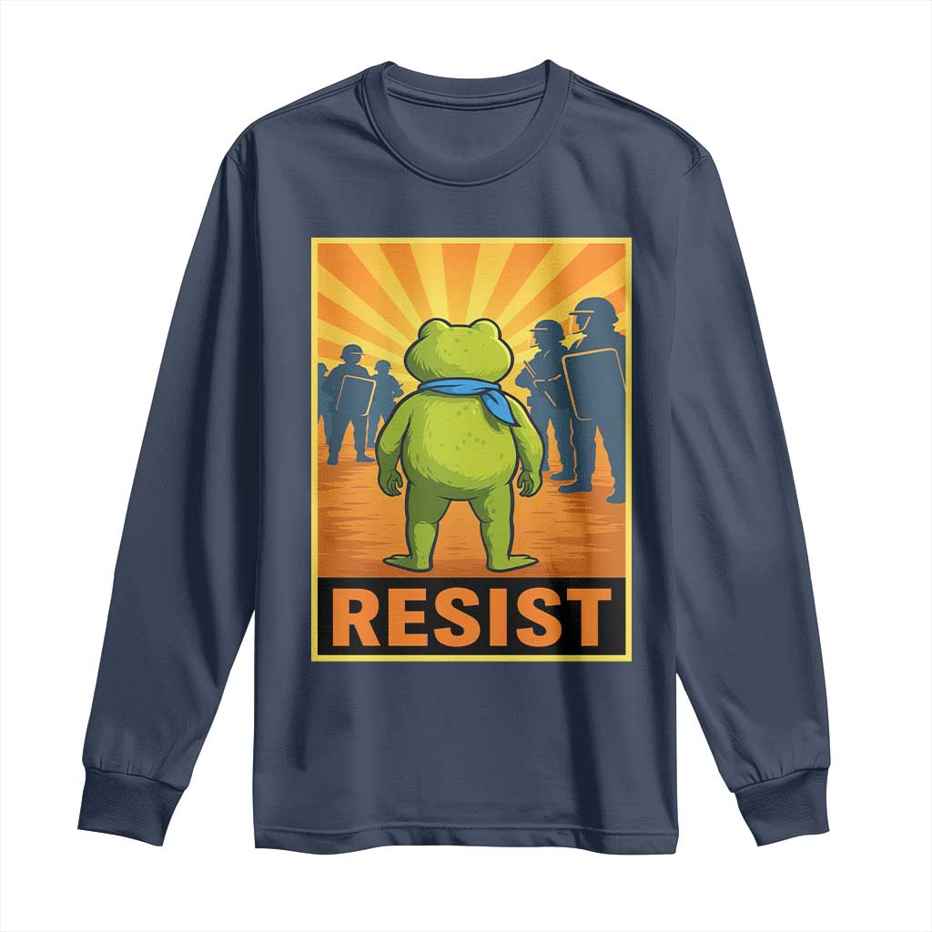 Resist Frog Graphic Long Sleeve Shirt Protest Stand Against Fascism - Wonder Print Shop