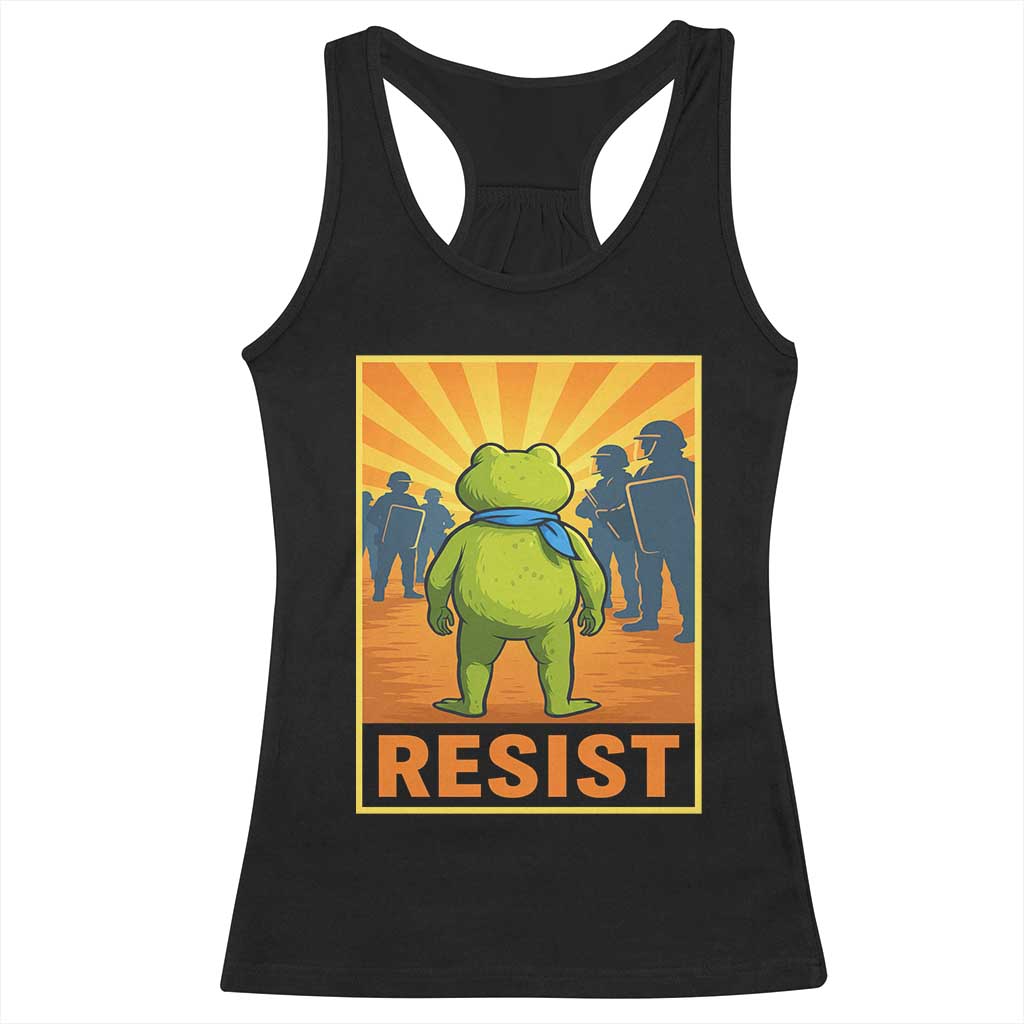 Resist Frog Graphic Racerback Tank Top Protest Stand Against Fascism - Wonder Print Shop