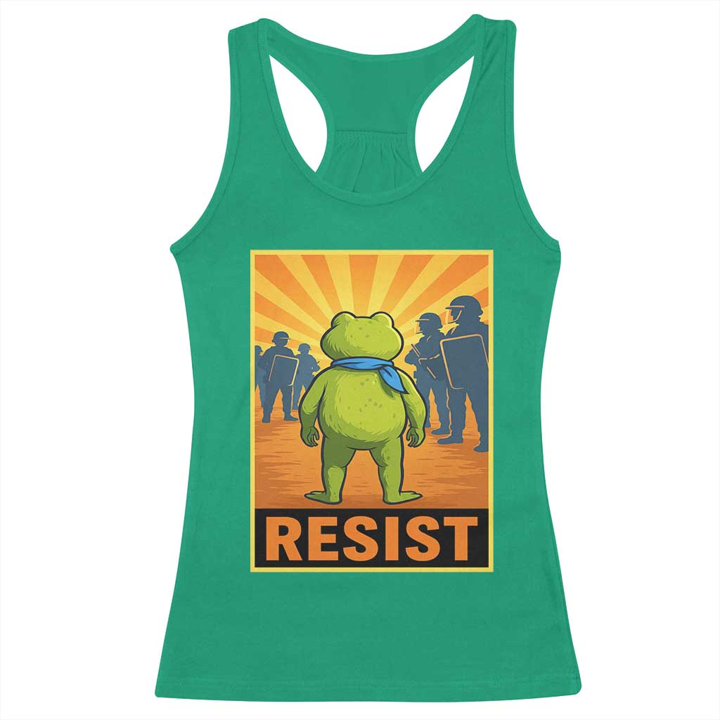 Resist Frog Graphic Racerback Tank Top Protest Stand Against Fascism - Wonder Print Shop