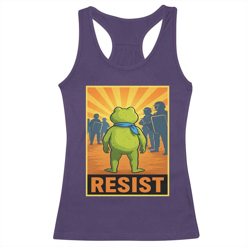 Resist Frog Graphic Racerback Tank Top Protest Stand Against Fascism - Wonder Print Shop