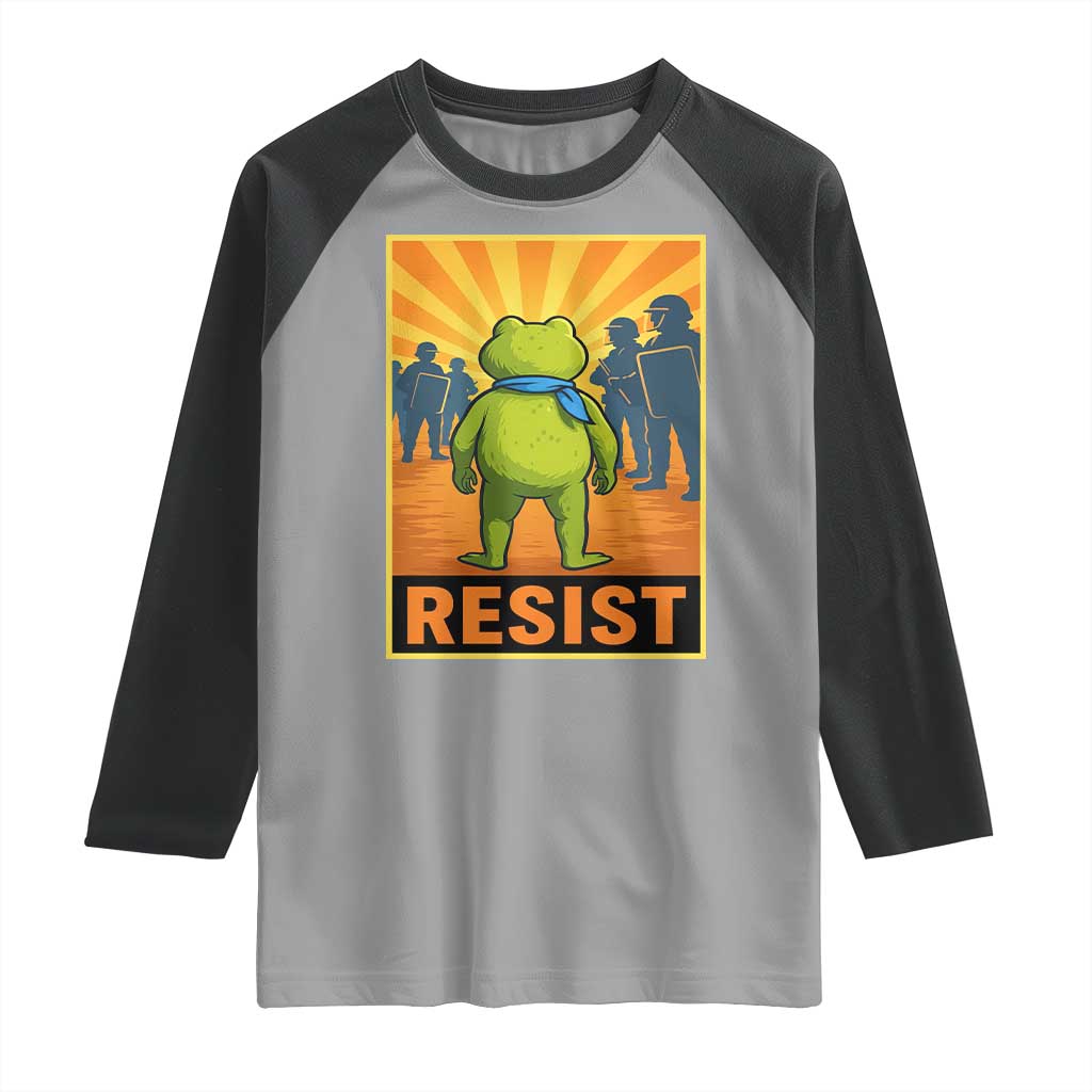 Resist Frog Graphic Raglan Shirt Protest Stand Against Fascism - Wonder Print Shop