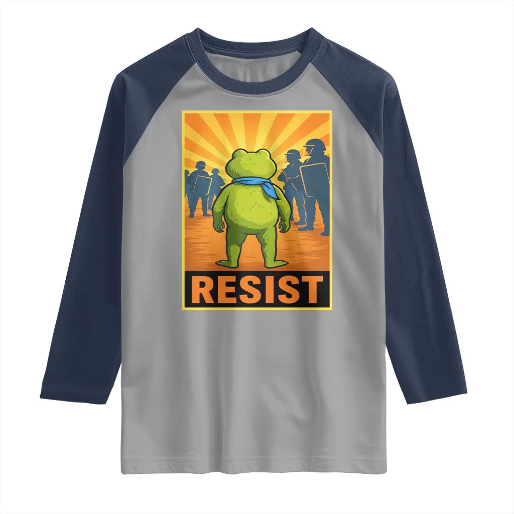 Resist Frog Graphic Raglan Shirt Protest Stand Against Fascism - Wonder Print Shop