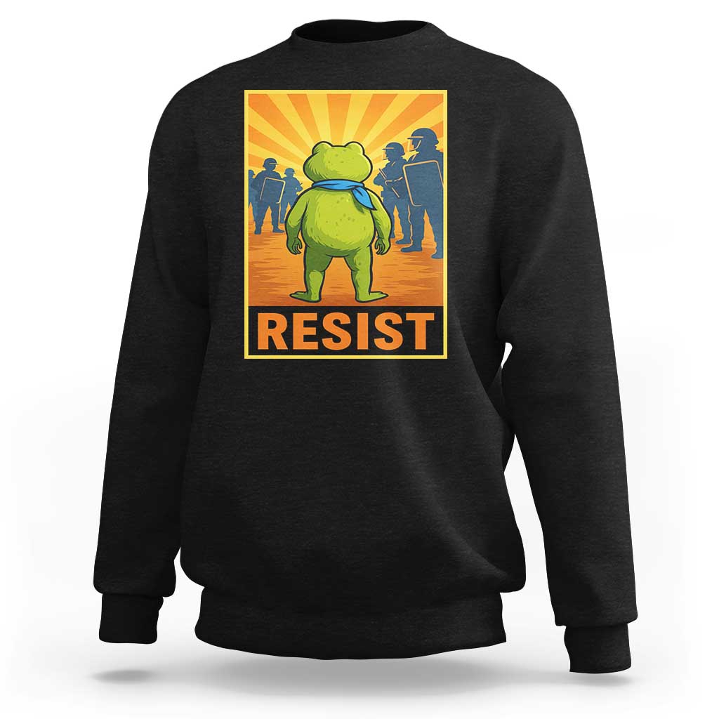 Resist Frog Graphic Sweatshirt Protest Stand Against Fascism - Wonder Print Shop