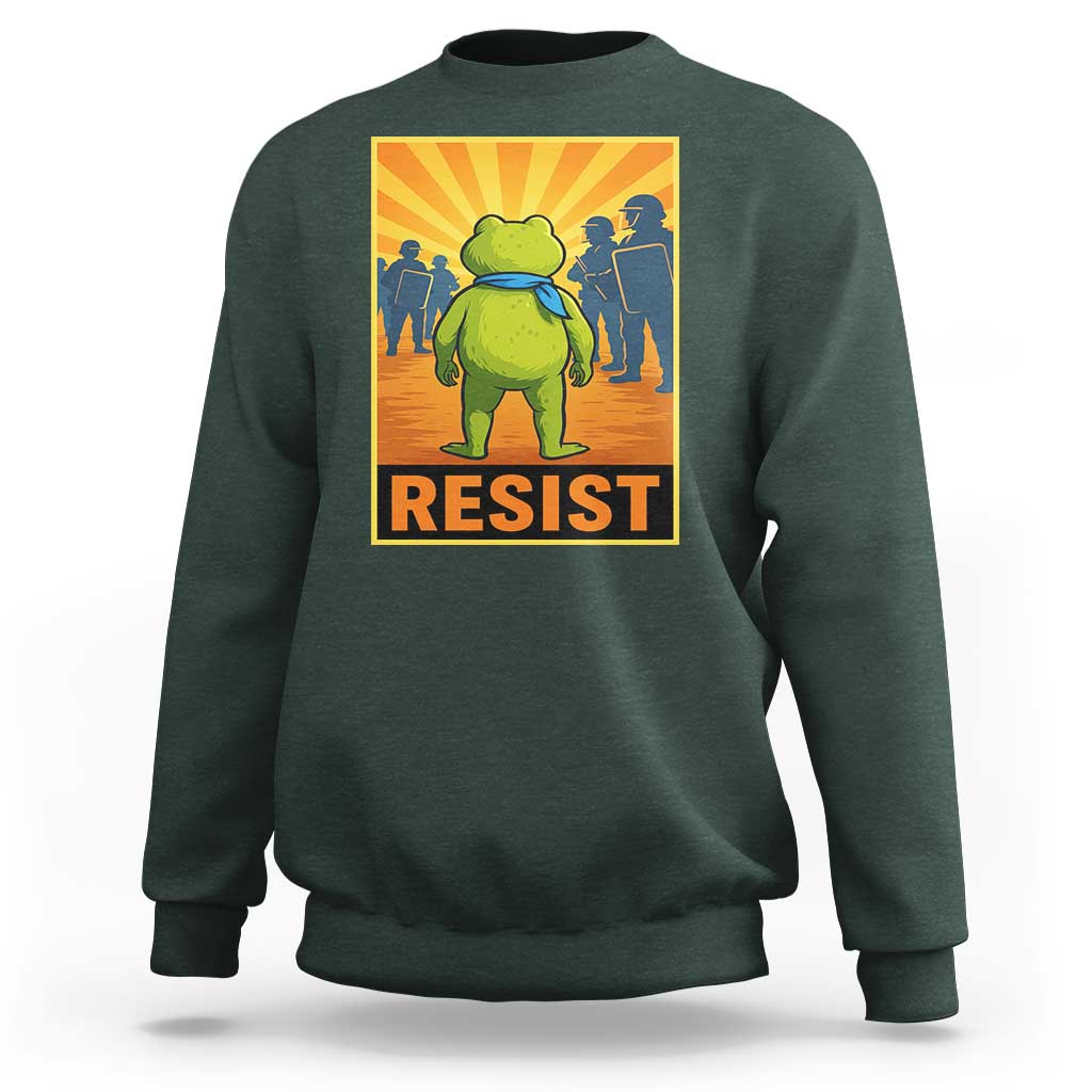 Resist Frog Graphic Sweatshirt Protest Stand Against Fascism - Wonder Print Shop