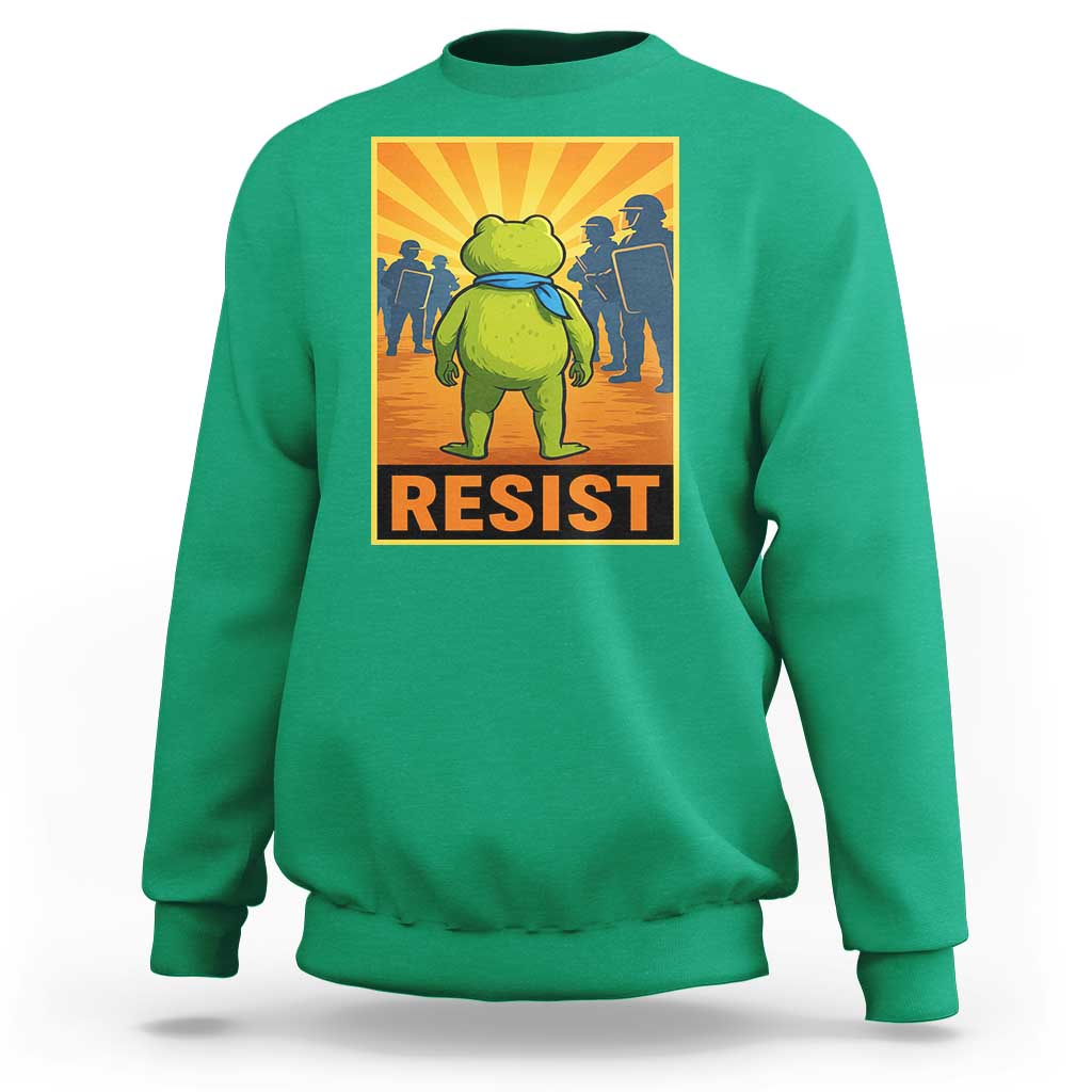 Resist Frog Graphic Sweatshirt Protest Stand Against Fascism - Wonder Print Shop