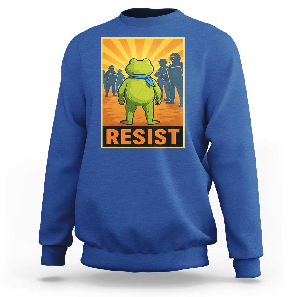 Resist Frog Graphic Sweatshirt Protest Stand Against Fascism - Wonder Print Shop