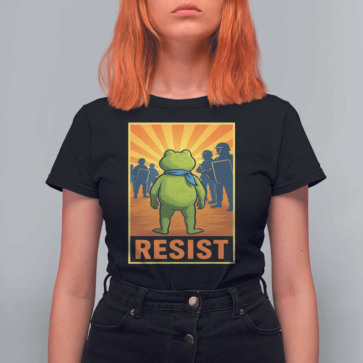 Resist Frog Graphic T Shirt For Women Protest Stand Against Fascism - Wonder Print Shop