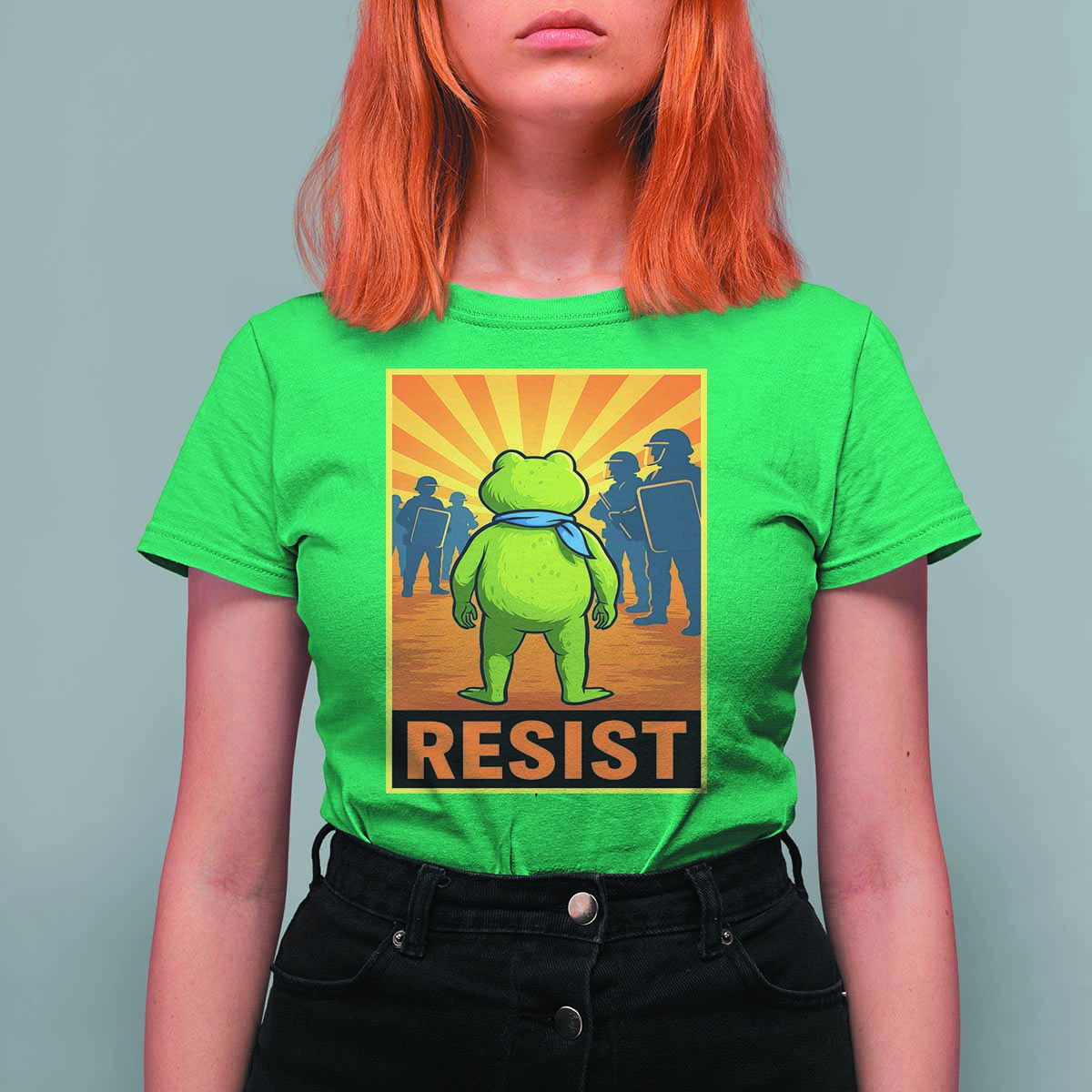 Resist Frog Graphic T Shirt For Women Protest Stand Against Fascism - Wonder Print Shop