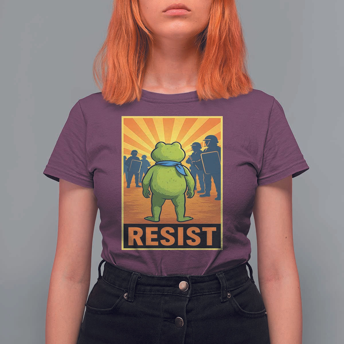 Resist Frog Graphic T Shirt For Women Protest Stand Against Fascism - Wonder Print Shop