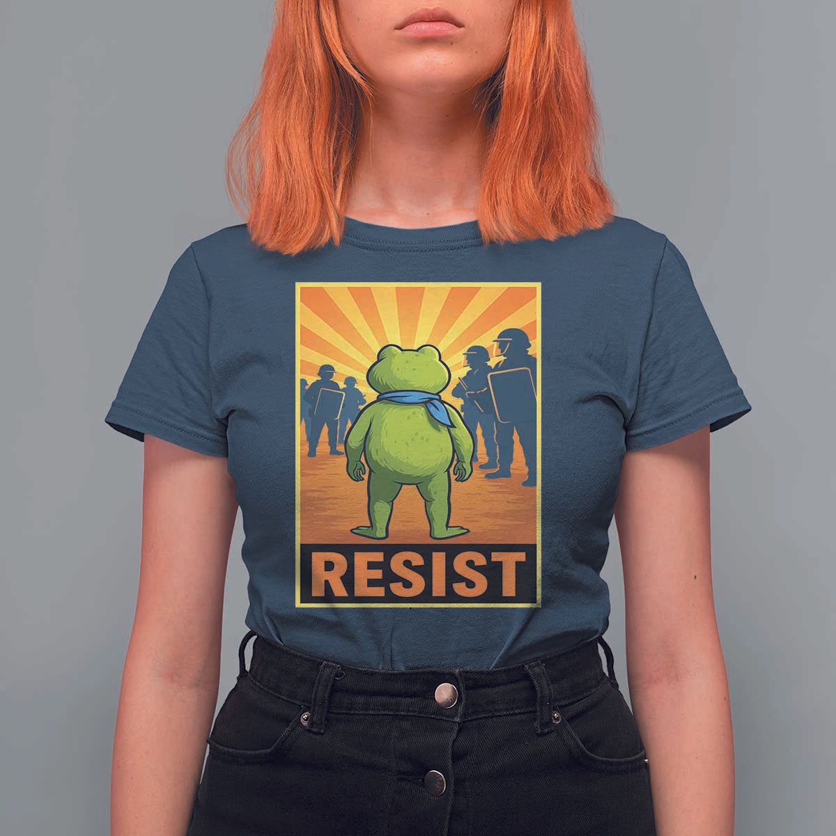 Resist Frog Graphic T Shirt For Women Protest Stand Against Fascism - Wonder Print Shop