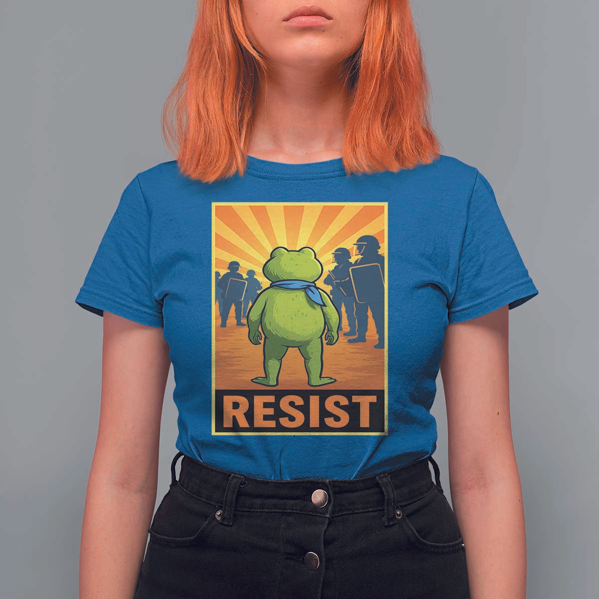 Resist Frog Graphic T Shirt For Women Protest Stand Against Fascism - Wonder Print Shop