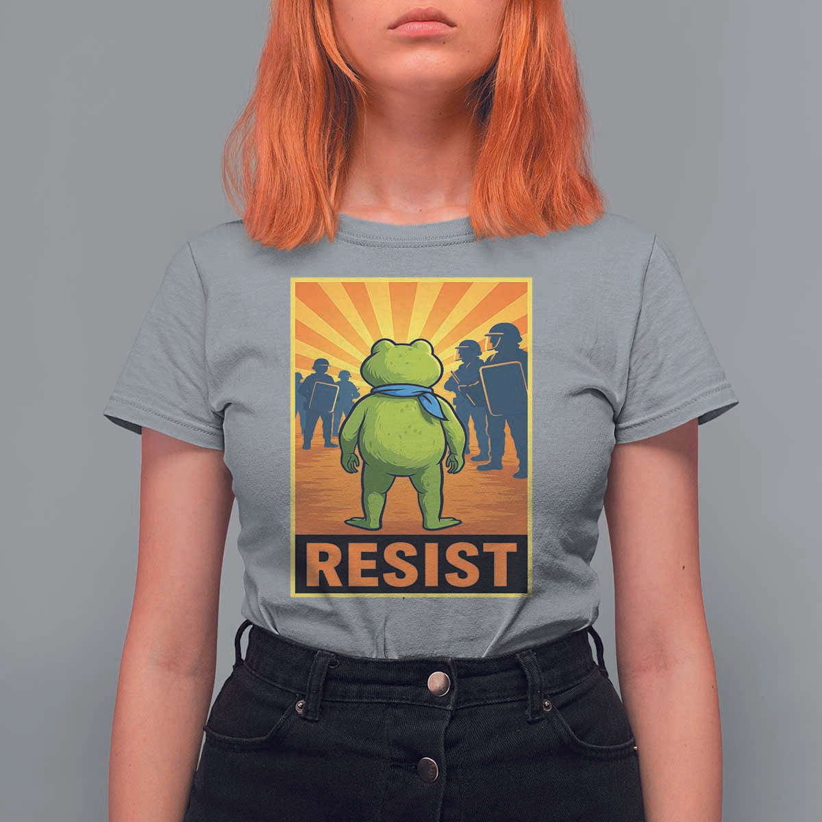 Resist Frog Graphic T Shirt For Women Protest Stand Against Fascism - Wonder Print Shop