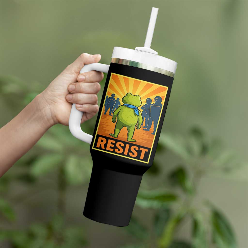 Resist Frog Graphic Tumbler With Handle Protest Stand Against Fascism - Wonder Print Shop