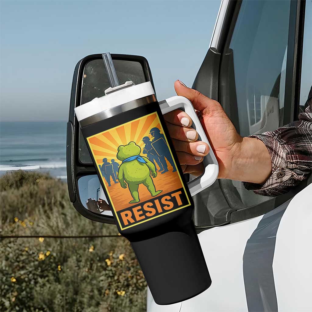 Resist Frog Graphic Tumbler With Handle Protest Stand Against Fascism - Wonder Print Shop