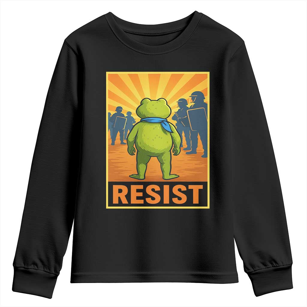 Resist Frog Graphic Youth Sweatshirt Protest Stand Against Fascism - Wonder Print Shop