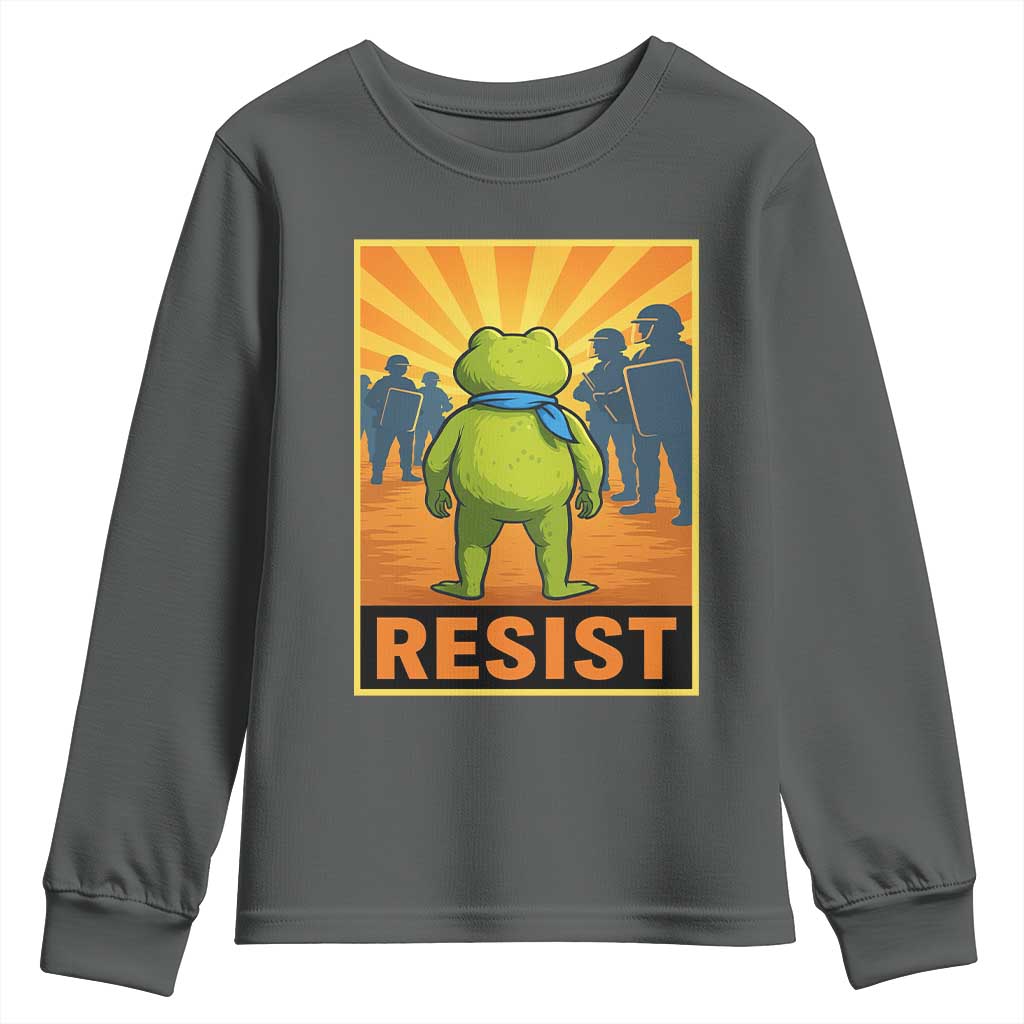 Resist Frog Graphic Youth Sweatshirt Protest Stand Against Fascism - Wonder Print Shop