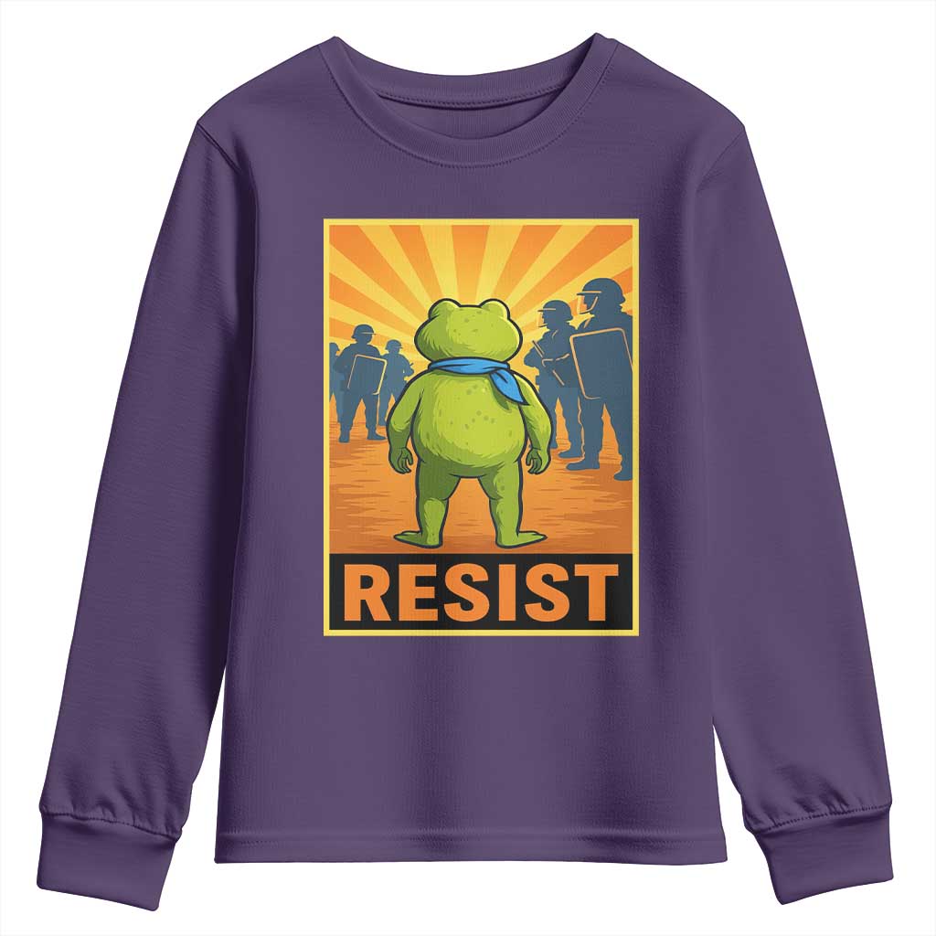 Resist Frog Graphic Youth Sweatshirt Protest Stand Against Fascism - Wonder Print Shop