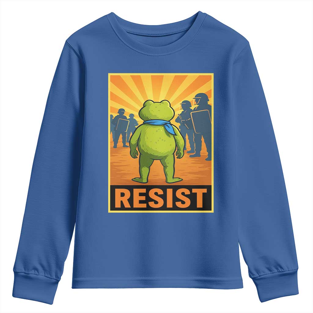 Resist Frog Graphic Youth Sweatshirt Protest Stand Against Fascism - Wonder Print Shop