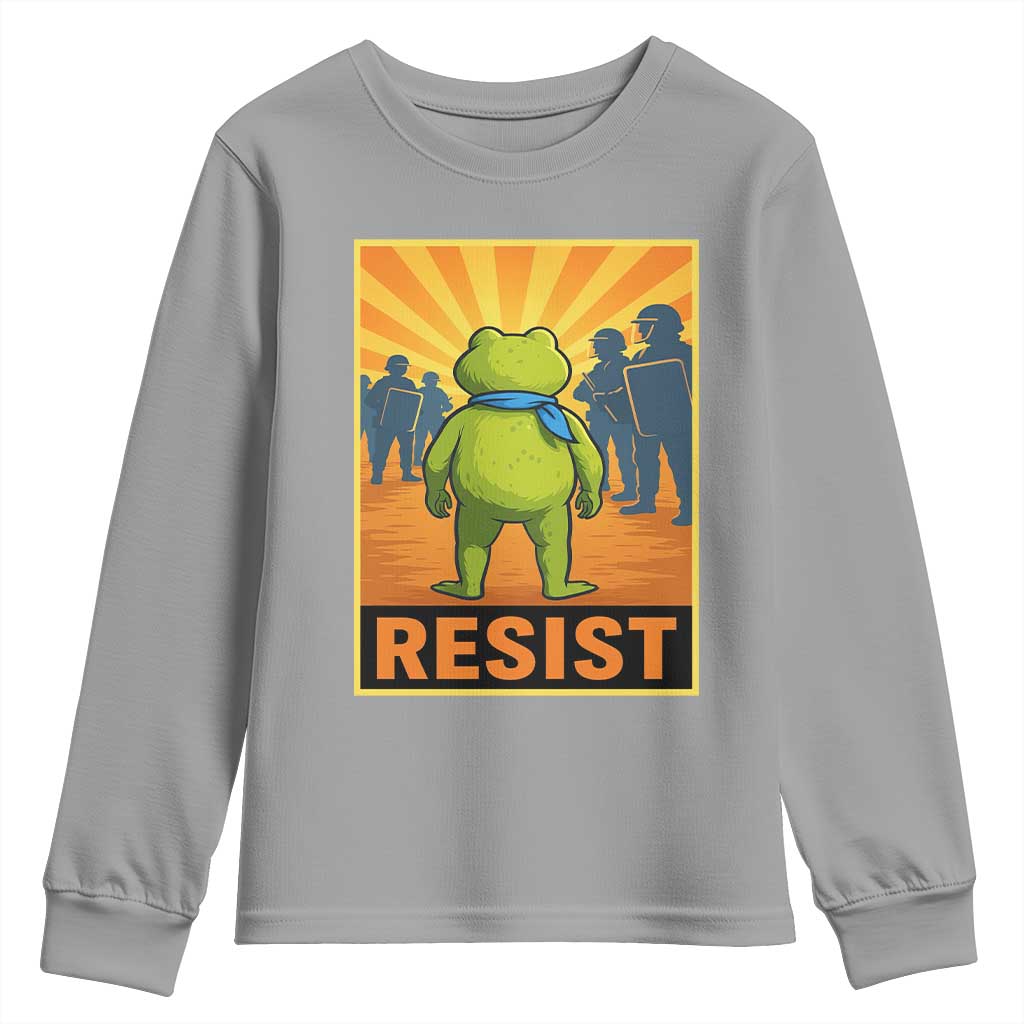Resist Frog Graphic Youth Sweatshirt Protest Stand Against Fascism - Wonder Print Shop