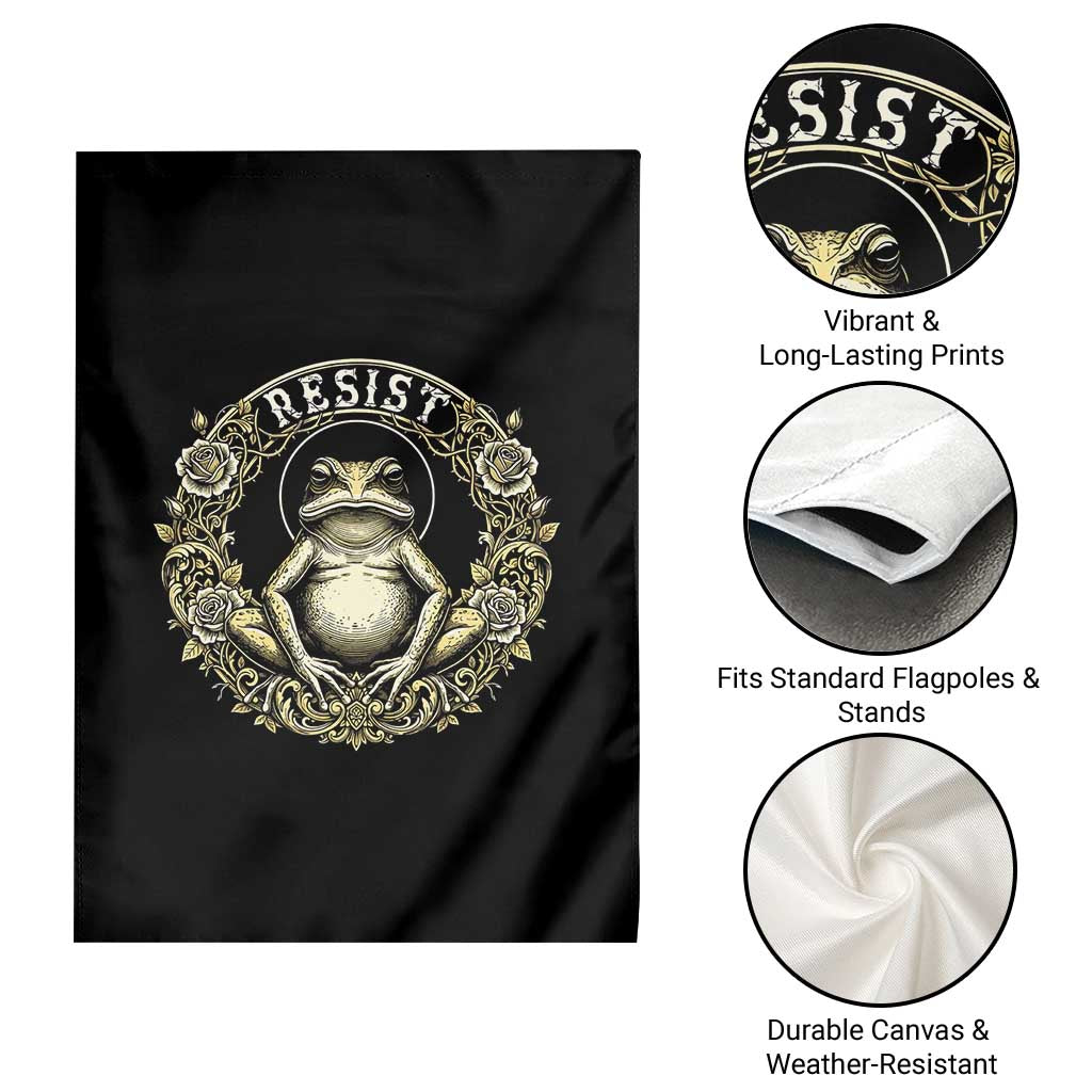 Zen Frog Resist Garden Flag Sacred Resistance Protest Ornate Style Graphic - Wonder Print Shop