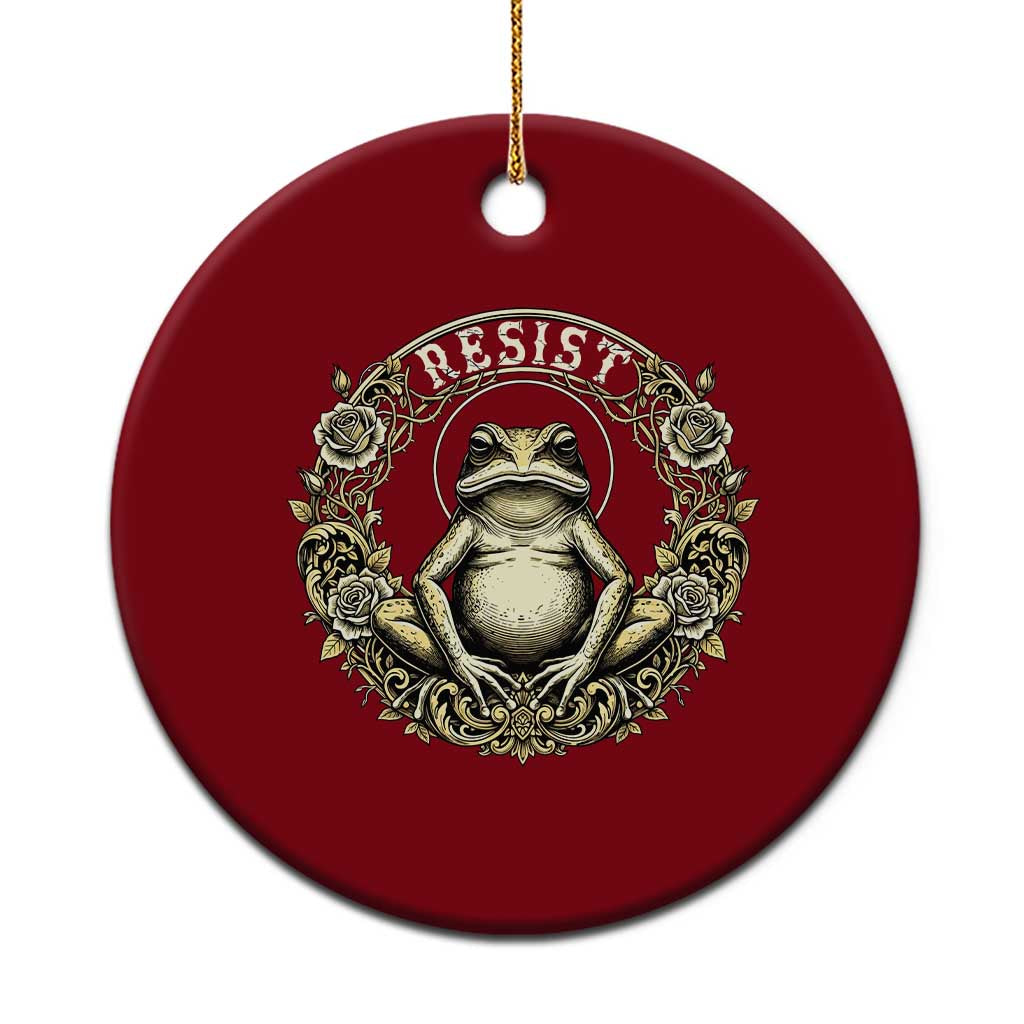 Zen Frog Resist Ceramic Ornament Sacred Resistance Protest Ornate Style Graphic - Wonder Print Shop