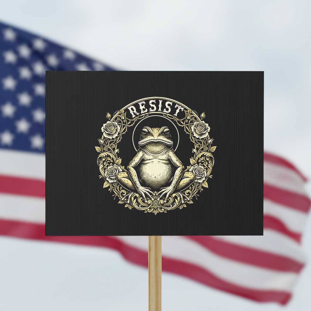 Zen Frog Resist Protest Sign Sacred Resistance Protest Ornate Style Graphic - Wonder Print Shop