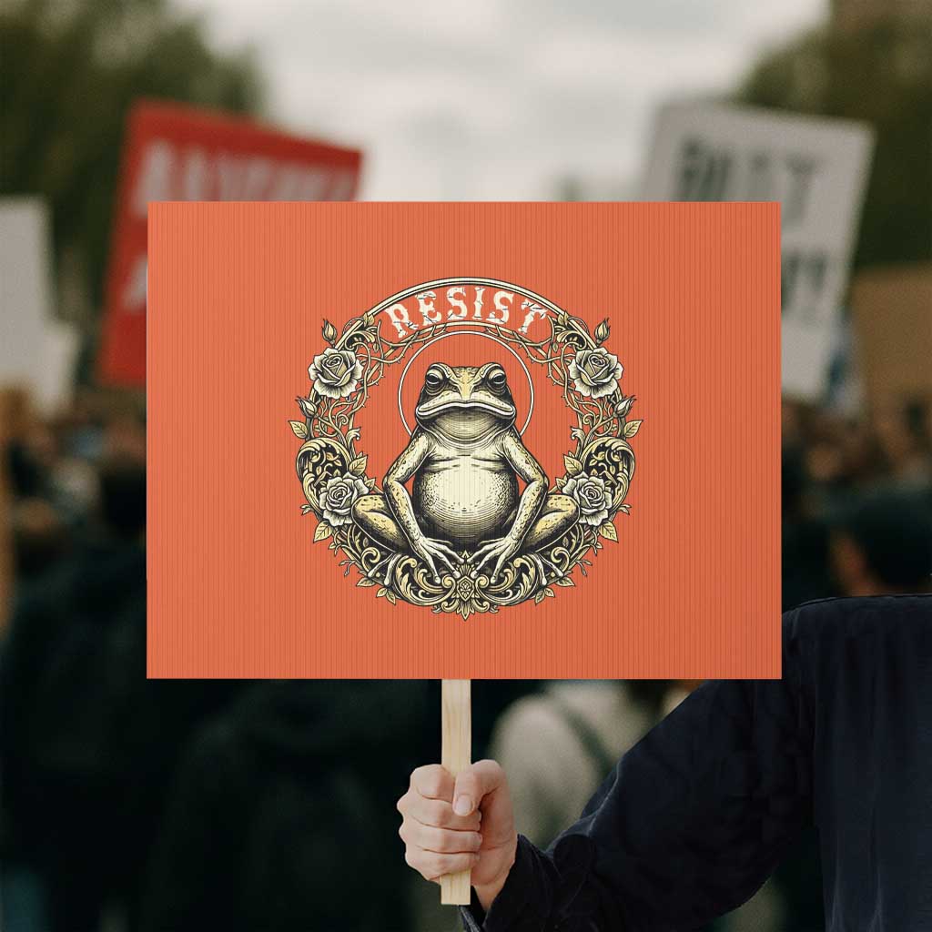 Zen Frog Resist Protest Sign Sacred Resistance Protest Ornate Style Graphic - Wonder Print Shop