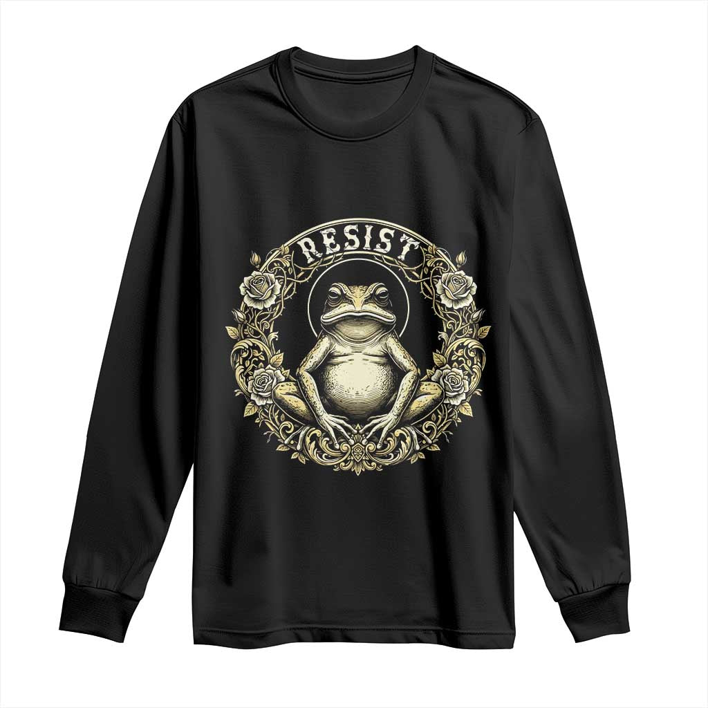 Zen Frog Resist Long Sleeve Shirt Sacred Resistance Protest Ornate Style Graphic - Wonder Print Shop
