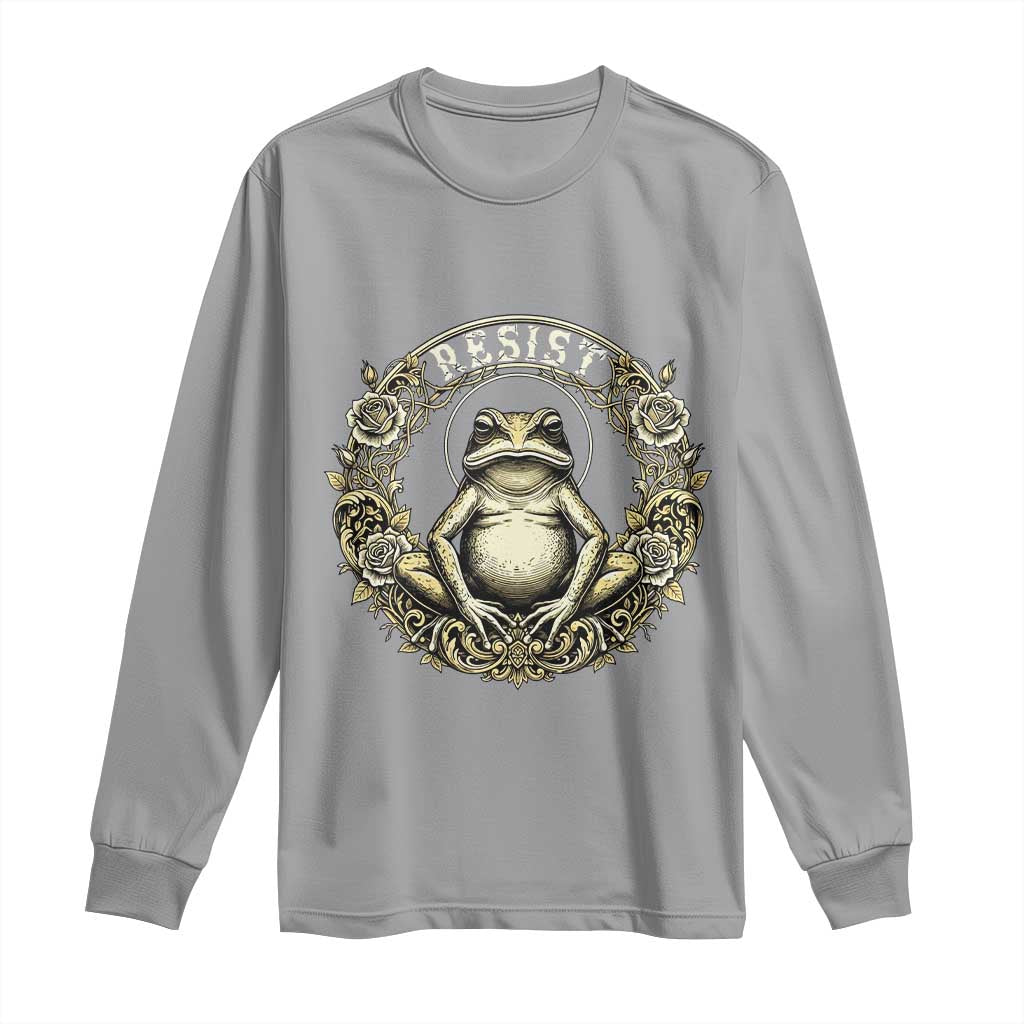 Zen Frog Resist Long Sleeve Shirt Sacred Resistance Protest Ornate Style Graphic - Wonder Print Shop