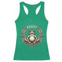 Zen Frog Resist Racerback Tank Top Sacred Resistance Protest Ornate Style Graphic - Wonder Print Shop