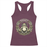 Zen Frog Resist Racerback Tank Top Sacred Resistance Protest Ornate Style Graphic - Wonder Print Shop