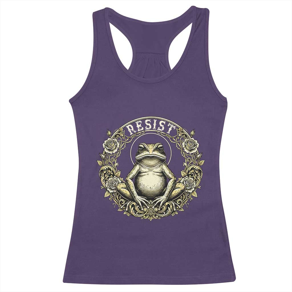 Zen Frog Resist Racerback Tank Top Sacred Resistance Protest Ornate Style Graphic - Wonder Print Shop
