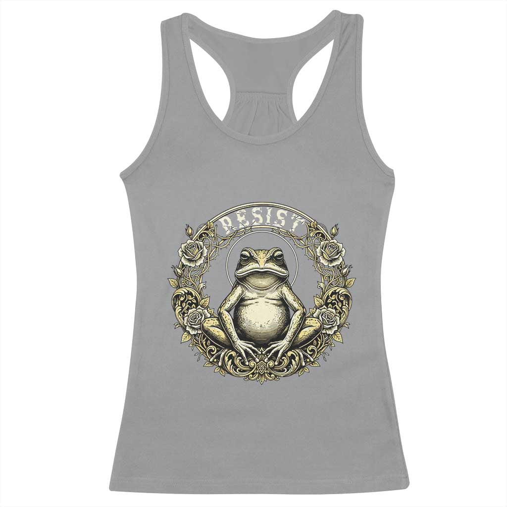 Zen Frog Resist Racerback Tank Top Sacred Resistance Protest Ornate Style Graphic - Wonder Print Shop