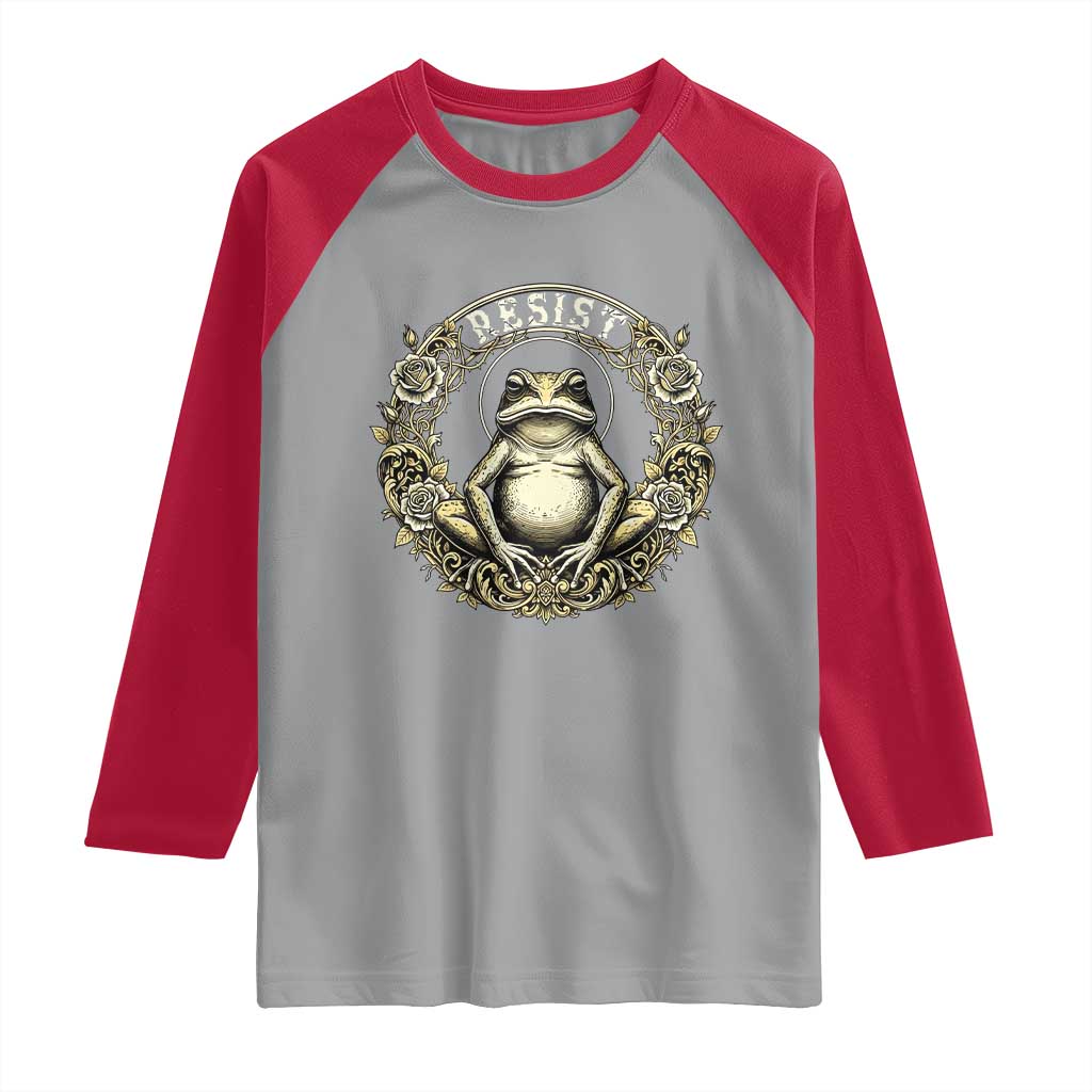 Zen Frog Resist Raglan Shirt Sacred Resistance Protest Ornate Style Graphic - Wonder Print Shop