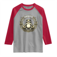 Zen Frog Resist Raglan Shirt Sacred Resistance Protest Ornate Style Graphic - Wonder Print Shop