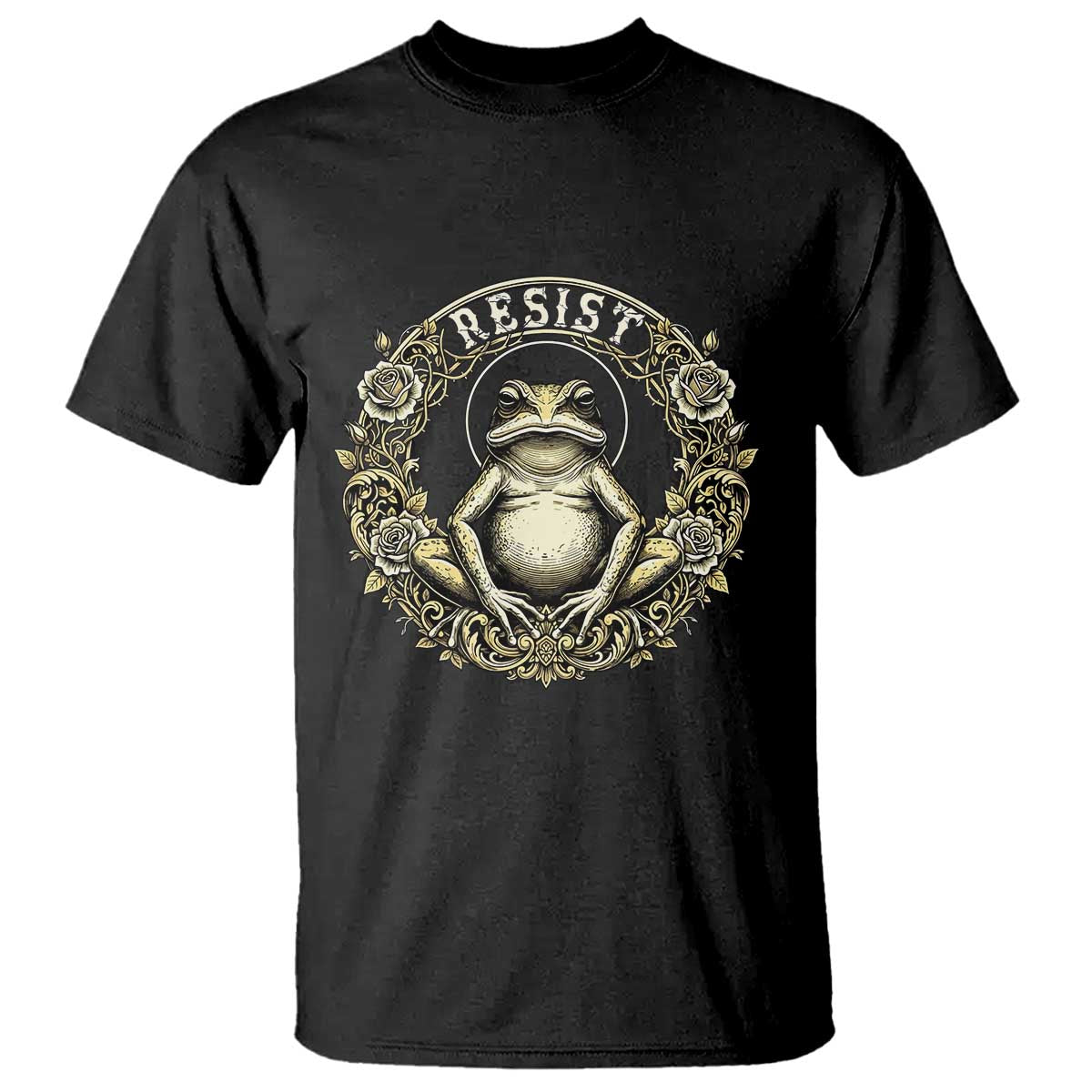 Zen Frog Resist T Shirt Sacred Resistance Protest Ornate Style Graphic - Wonder Print Shop