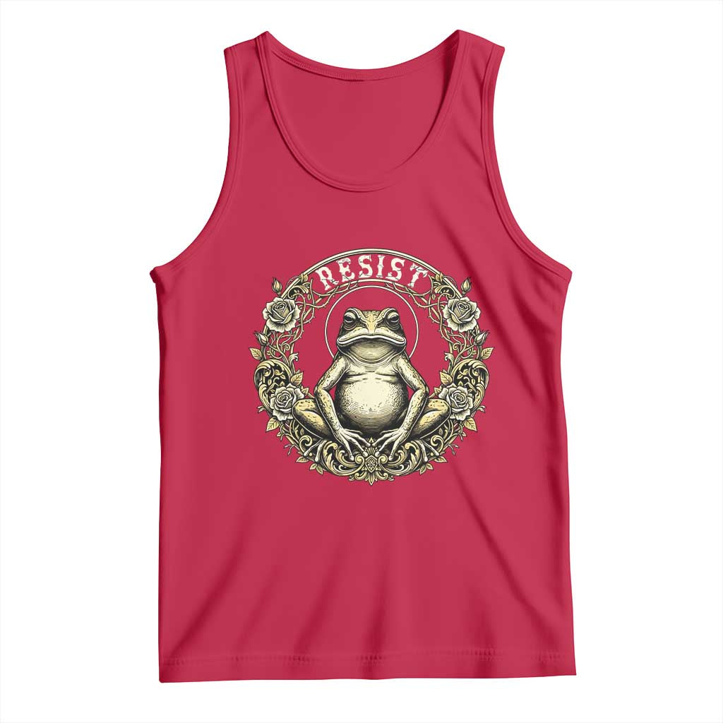 Zen Frog Resist Tank Top Sacred Resistance Protest Ornate Style Graphic - Wonder Print Shop