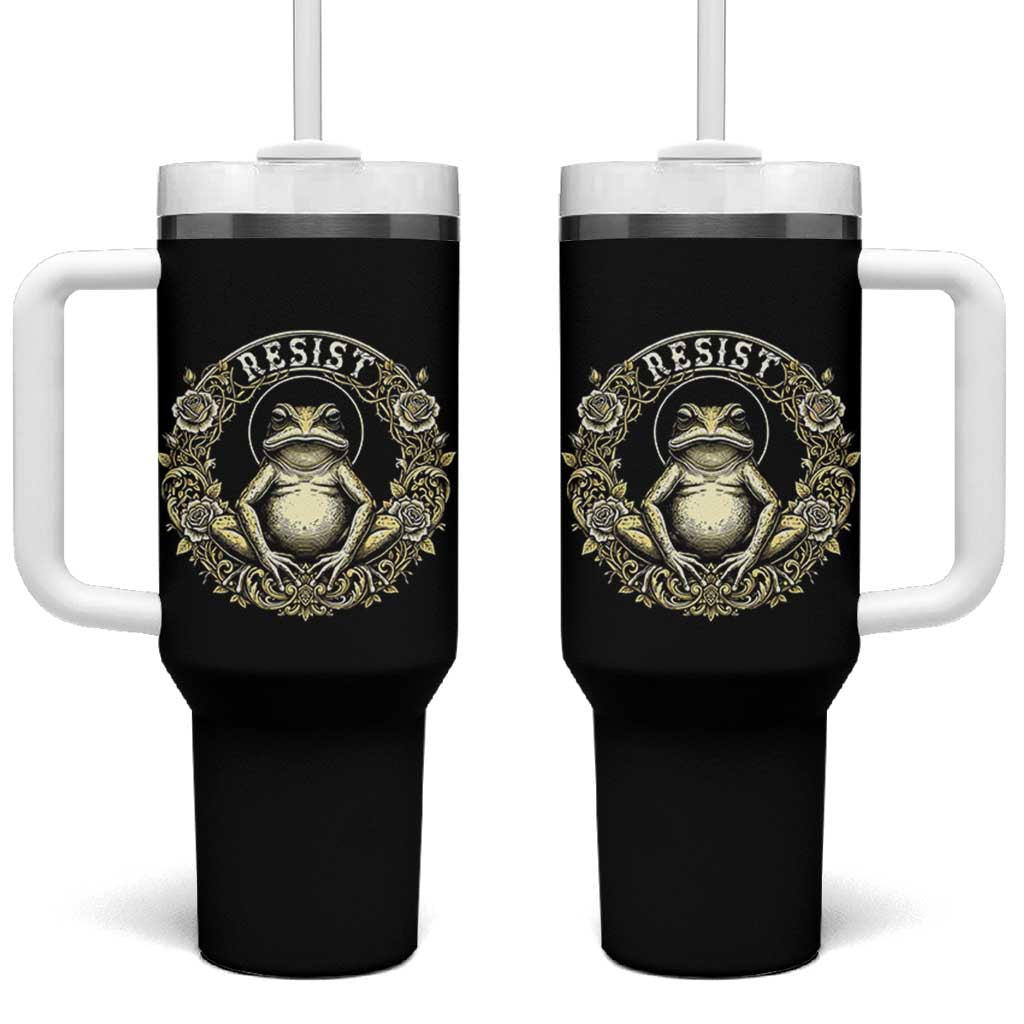 Zen Frog Resist Tumbler With Handle Sacred Resistance Protest Ornate Style Graphic - Wonder Print Shop