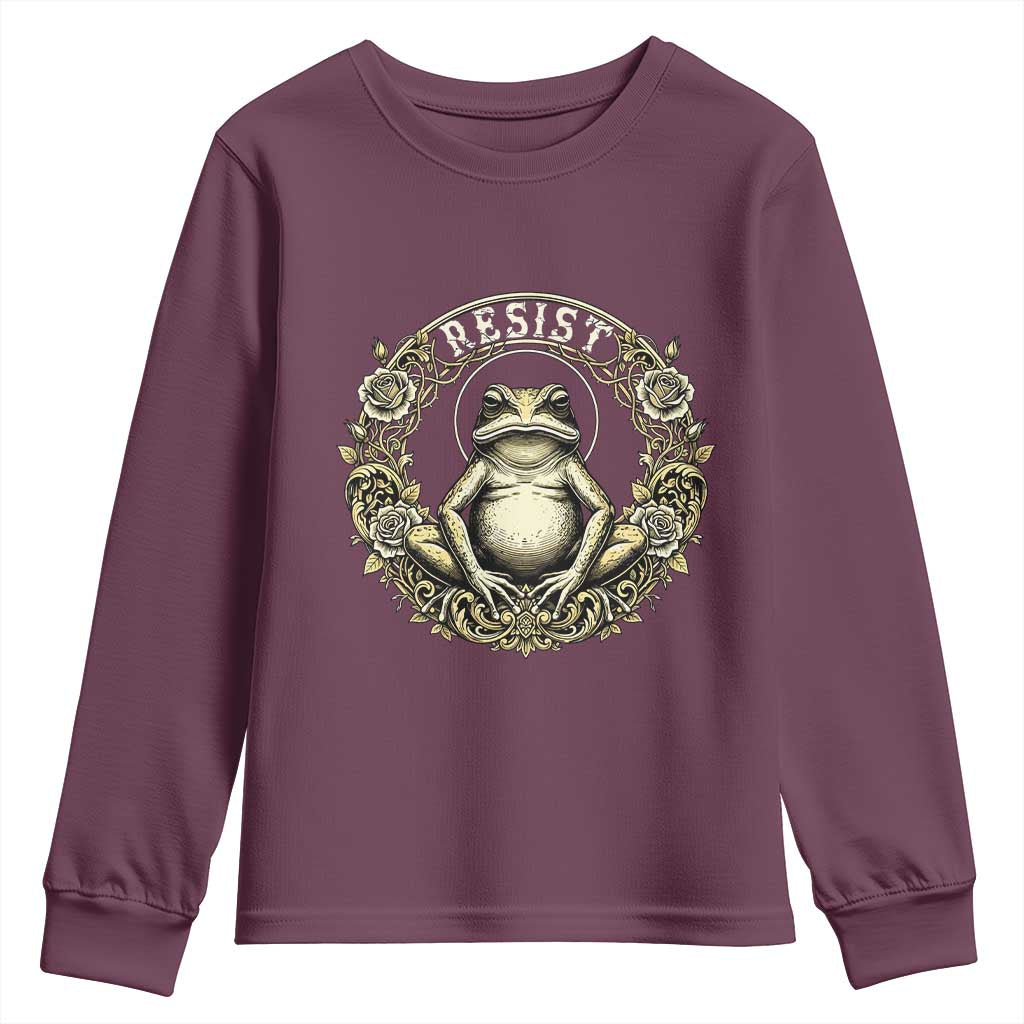 Zen Frog Resist Youth Sweatshirt Sacred Resistance Protest Ornate Style Graphic - Wonder Print Shop