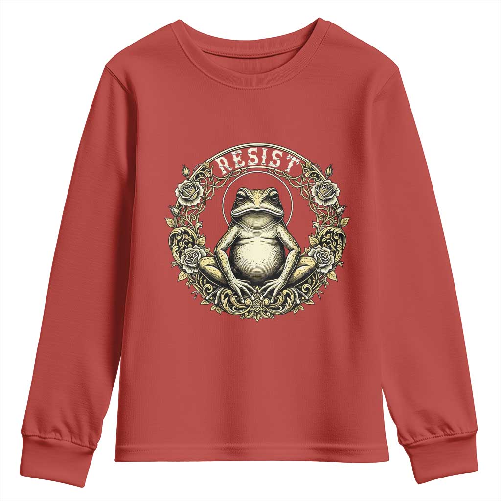 Zen Frog Resist Youth Sweatshirt Sacred Resistance Protest Ornate Style Graphic - Wonder Print Shop