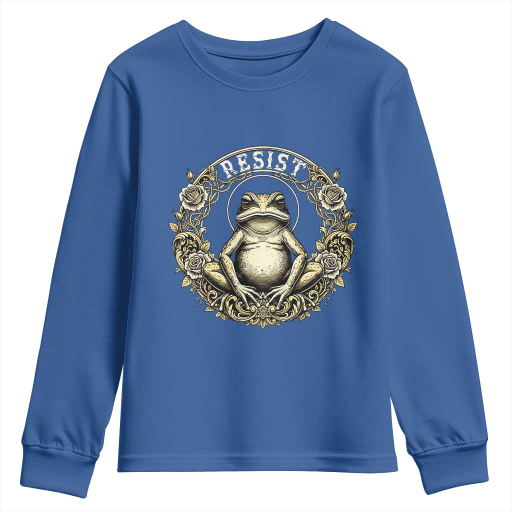 Zen Frog Resist Youth Sweatshirt Sacred Resistance Protest Ornate Style Graphic - Wonder Print Shop
