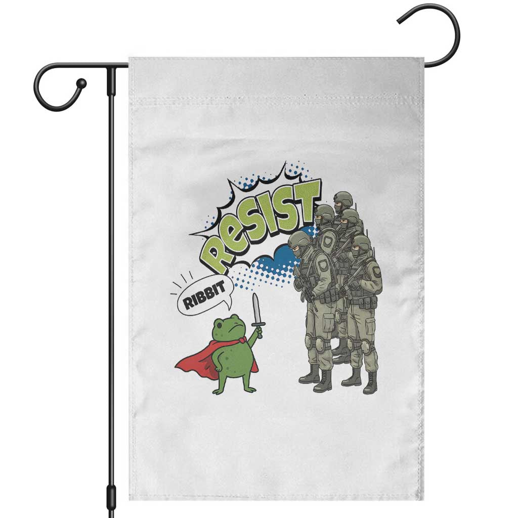 Funny Frog Protest Comic Graphic Garden Flag Ribbit Resist Stand Against - Wonder Print Shop