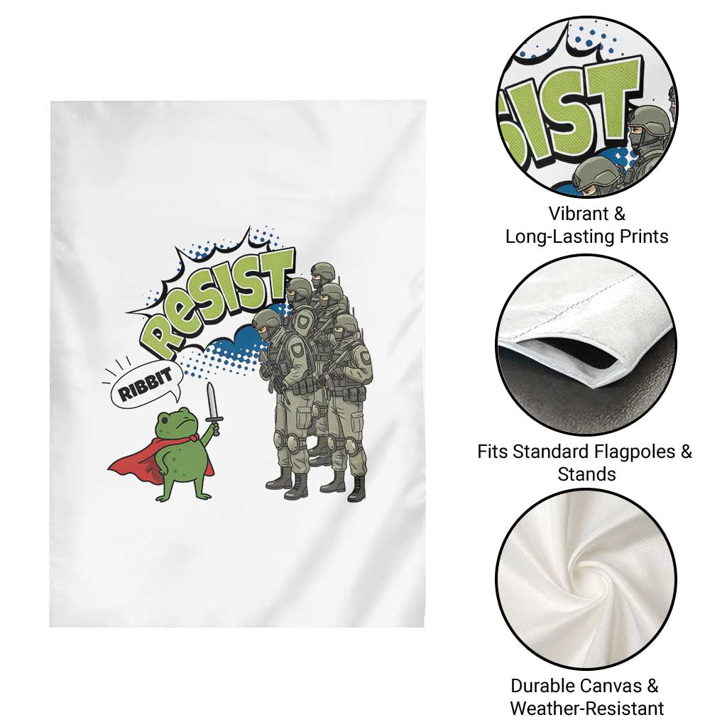 Funny Frog Protest Comic Graphic Garden Flag Ribbit Resist Stand Against - Wonder Print Shop