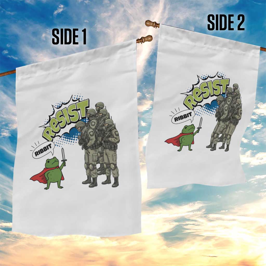 Funny Frog Protest Comic Graphic Garden Flag Ribbit Resist Stand Against - Wonder Print Shop