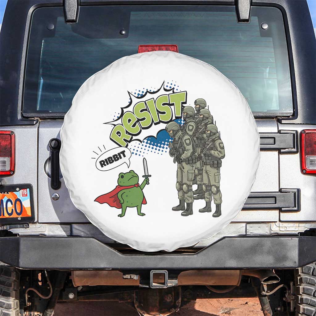 Funny Frog Protest Comic Graphic Spare Tire Cover Ribbit Resist Stand Against - Wonder Print Shop